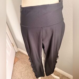 Xersion Women’s Black Fitted Sheer Criss-Cross Leggings - Size L